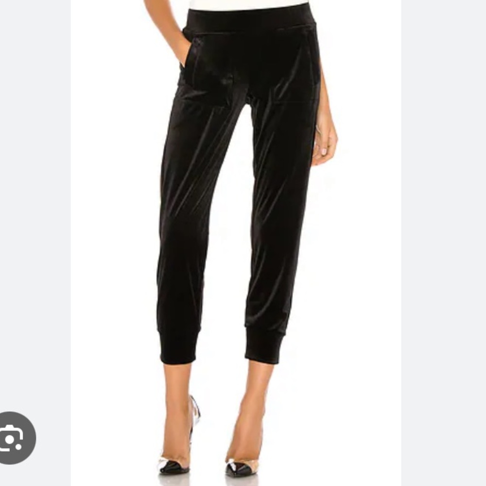 Like New Norma Kamali Black Velvet Jog Pants Joggers, Size XS / 29